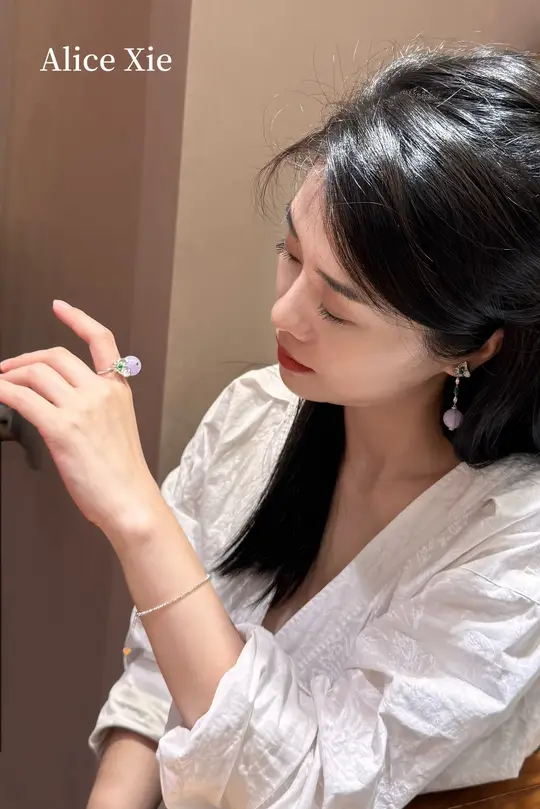 紫翡兰花耳环